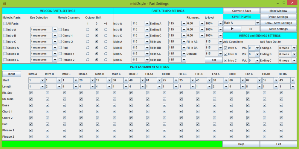 Part Settings Window